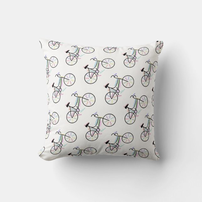 Bike, Bicycle  Sport, Motivational Words  Throw Pillow (Front)