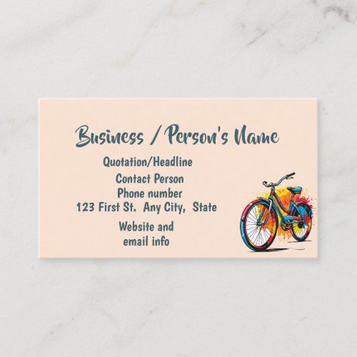 Bike Biking Cycling Classes Custom  Business Business Card