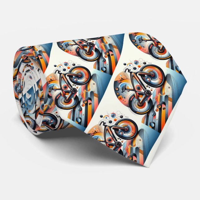 Bike Biking Inspirational Modern Art Logo Neck Tie (Rolled)