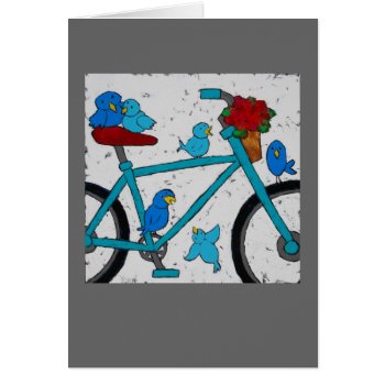 Bike Bird Card by ronaldyork at Zazzle