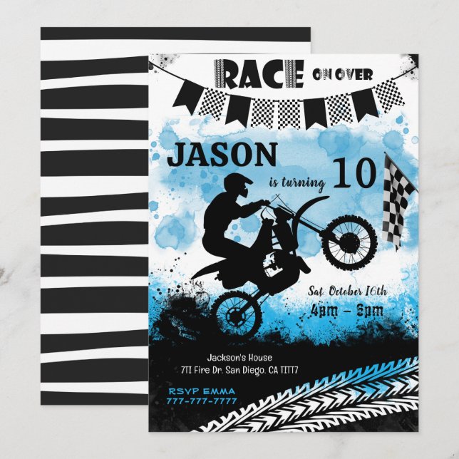 Bike Birthday Invitation  (Front/Back)