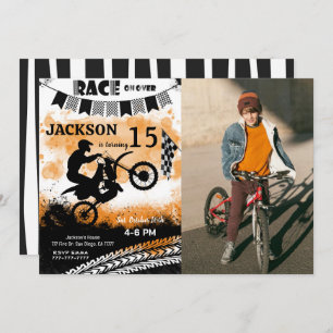 Bike Birthday Photo Invitation, Boy Invitations