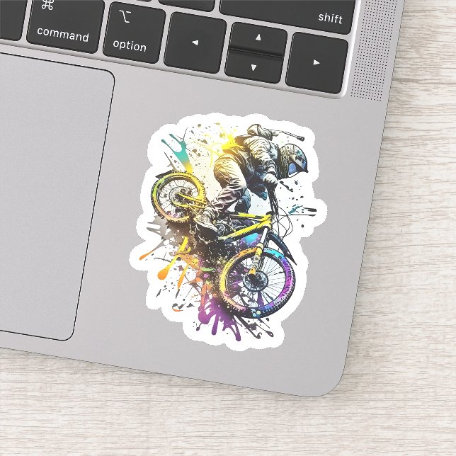 Bike BMX Wheelie Fixbike for rider. Modern Bicycle Sticker (Detail)
