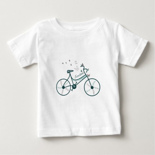 Bike Butterflies  Flowers Freedom Design Baby T_Shirt