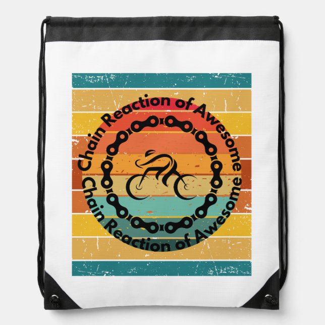 Bike Chain Reaction of Awesome! Drawstring Bag (Front)