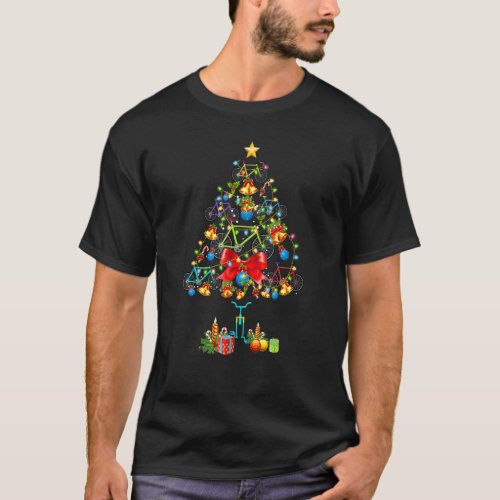 Bike Christmas Tree Light Cycling Team Ugly Sweate T_Shirt