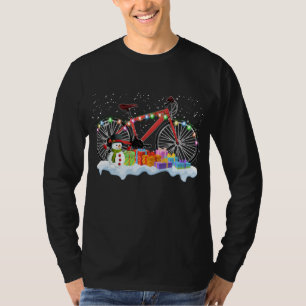 Bike Christmas Tree Light Funny Cycling Team Ugly  T-Shirt
