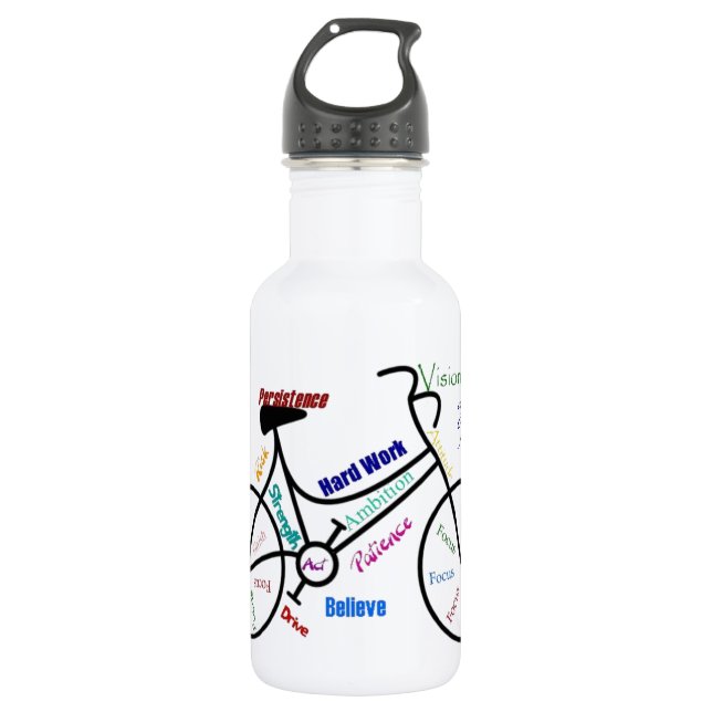 Bike Custom Name Cycle Sport, Biking, Motivational Water Bottle (Front)