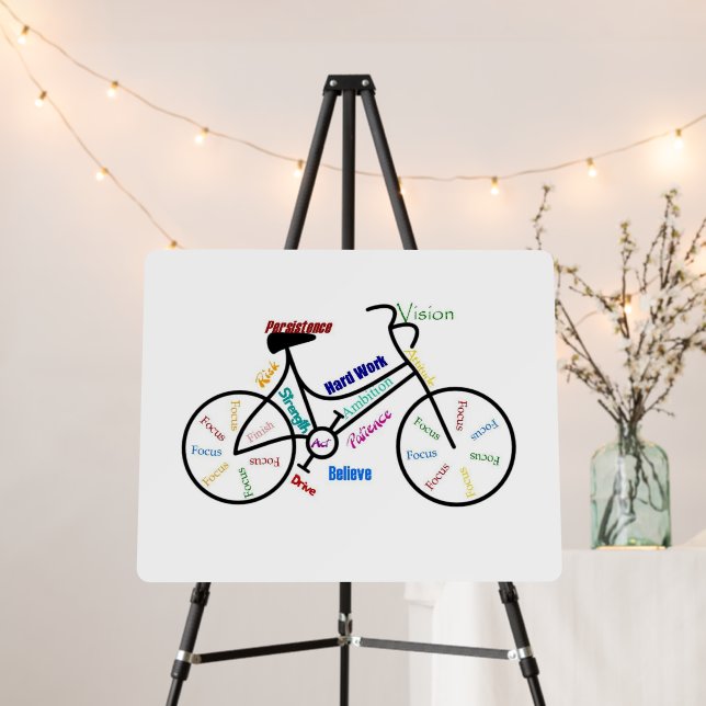 Bike Cycle Biking Fitness Motivational Words Foam Board (In Situ (Stand))