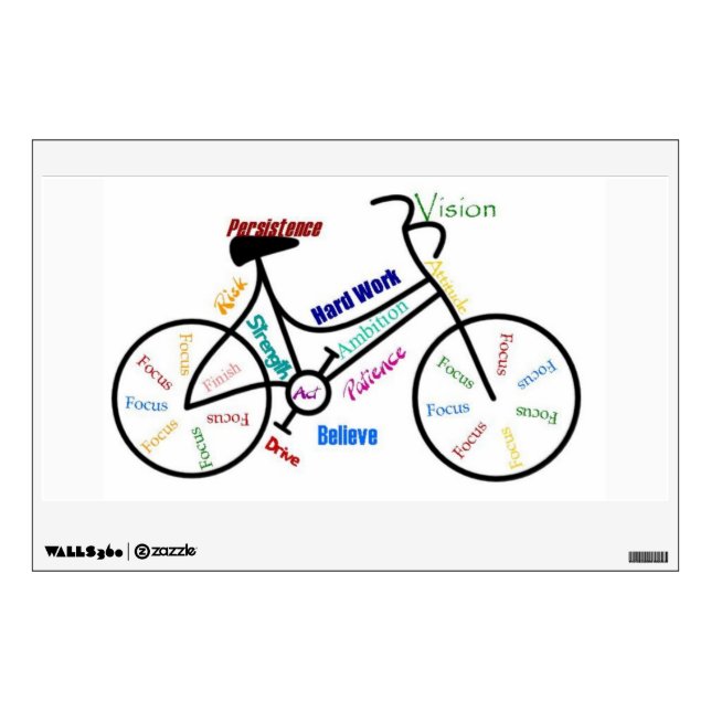 Bike, Cycle Motivational Words for Biking Fan Wall Decal (Front)