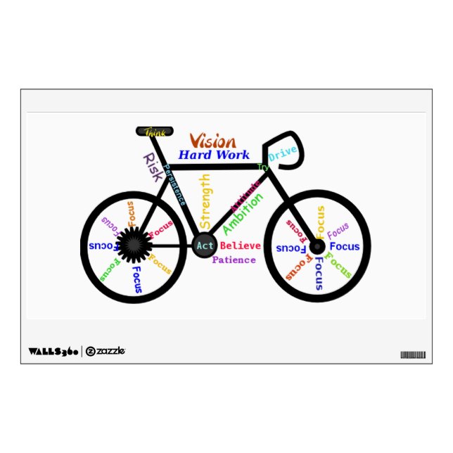 Bike, Cycle Motivational Words for Biking Fan Wall Sticker (Front)