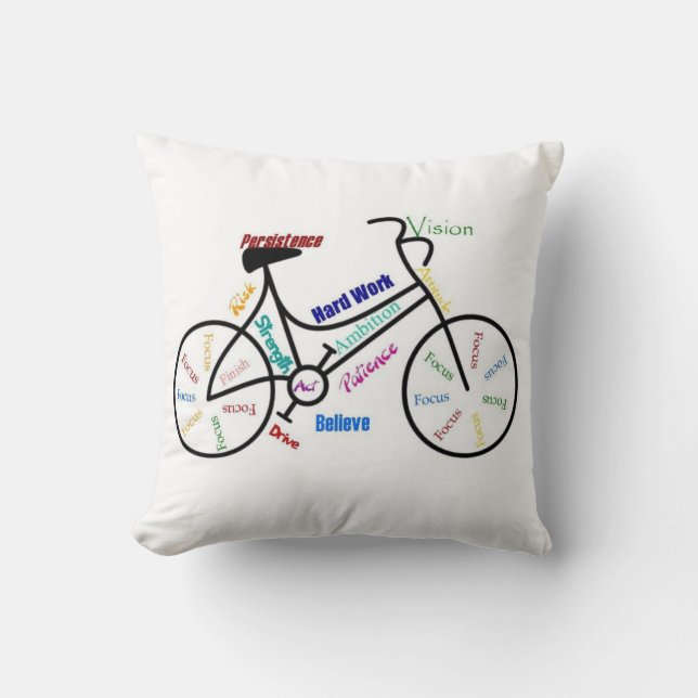 Bike, Cycle, Motivational Words Throw Pillow (Front)