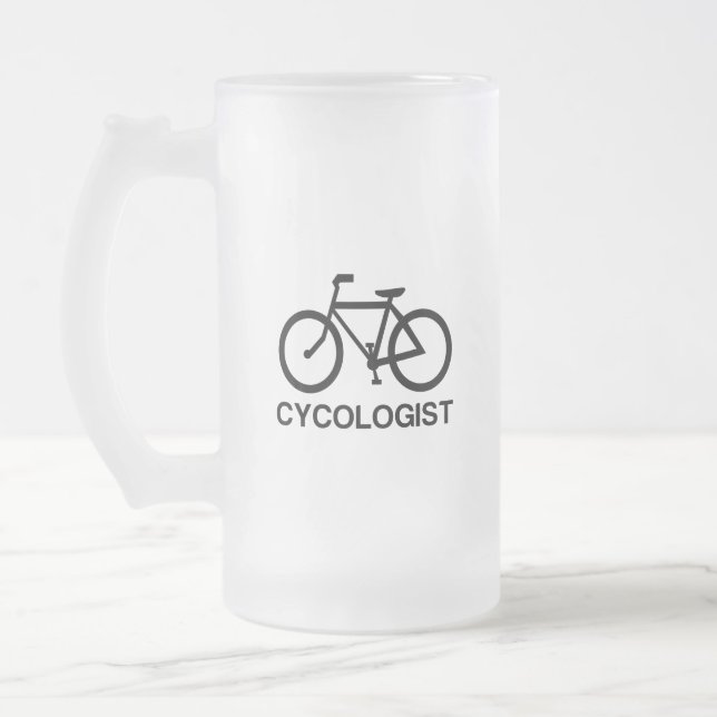 BIKE CYCOLOGIST FROSTED GLASS BEER MUG (Left)