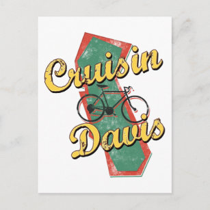 Bike Davis Cruise California Postcard