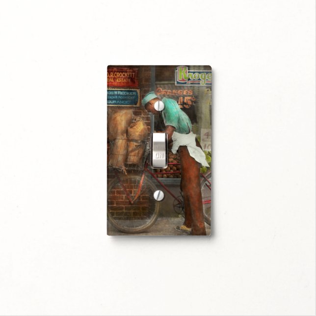 Bike - Delivering groceries 1938 Light Switch Cover (In Situ)