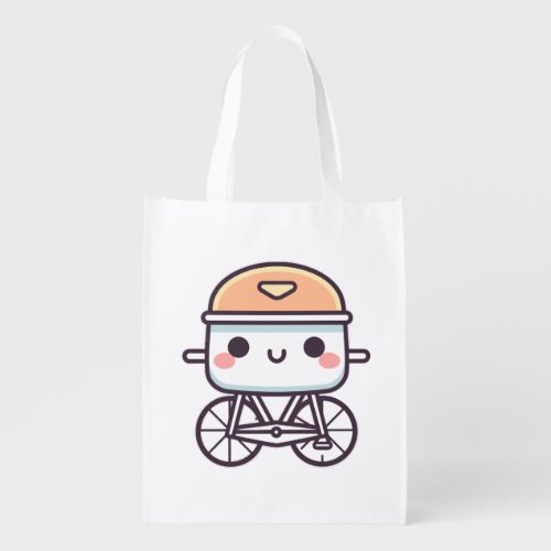 Bike Dreams Colorful Kawaii Cycling Adventure Grocery Bag