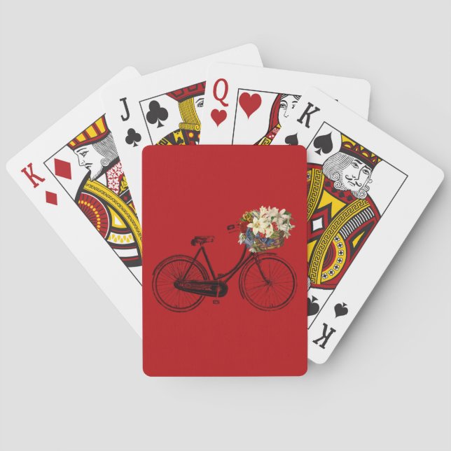 Bike flower playing cards red (Back)