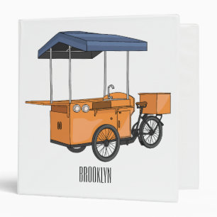 Bike food cart cartoon illustration 3 ring binder