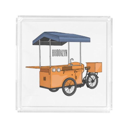 Bike food cart cartoon illustration acrylic tray
