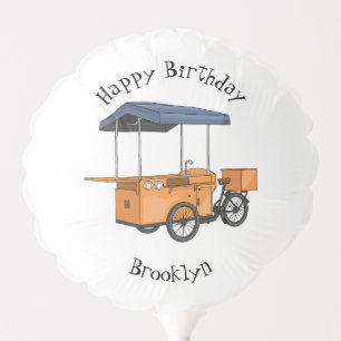 Bike food cart cartoon illustration balloon