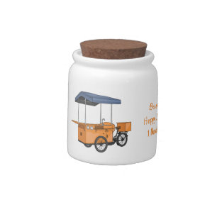Bike food cart cartoon illustration candy jar