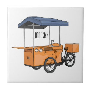 Bike food cart cartoon illustration ceramic tile