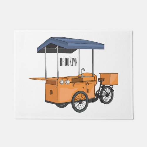Bike food cart cartoon illustration doormat