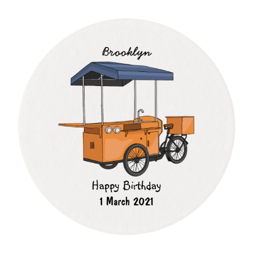 Bike food cart cartoon illustration edible frosting rounds