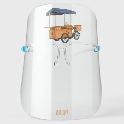 Bike food cart cartoon illustration  face shield