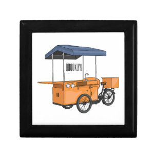 Bike food cart cartoon illustration gift box