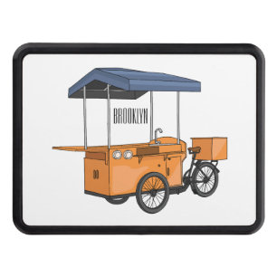 Bike food cart cartoon illustration hitch cover