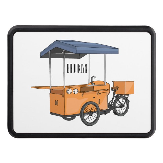 Bike food cart cartoon illustration  hitch cover (Front)