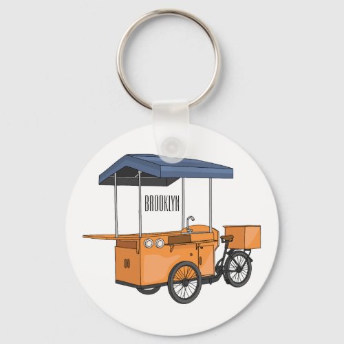 Bike food cart cartoon illustration keychain