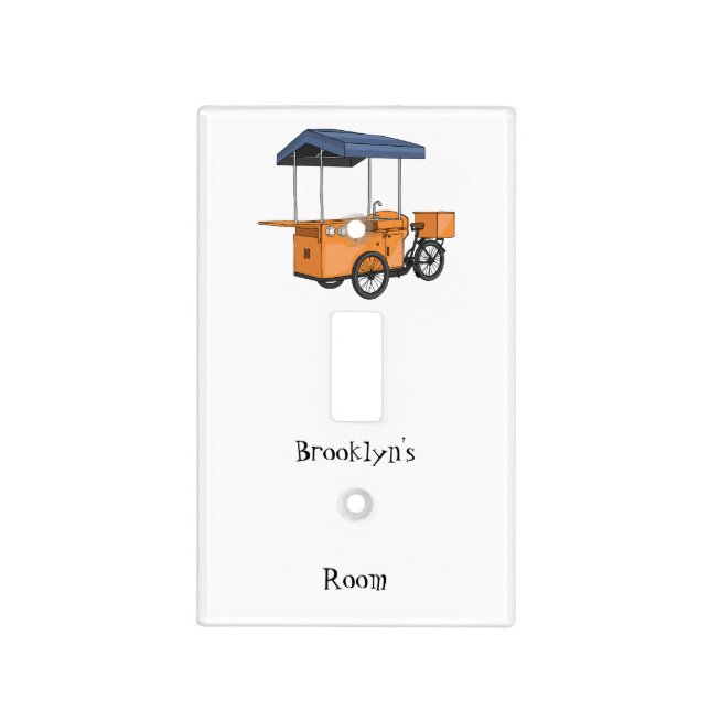 Bike food cart cartoon illustration  light switch cover (Front)