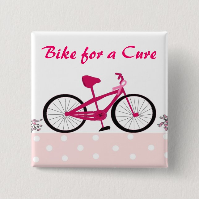 Bike for a Cure - Pink Bicycle Button (Front)