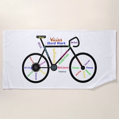 Bike for Him  Sport Biking Motivational words Beach Towel