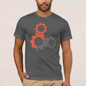 Bike Gears, Orange & Gray Design. T-Shirt