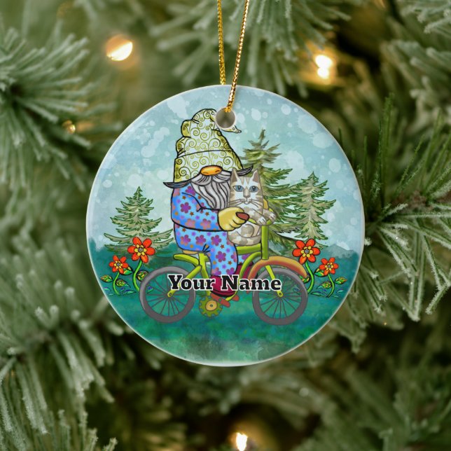Bike gnome ceramic ornament (Tree)