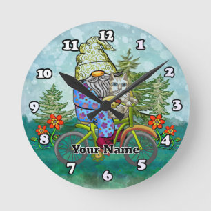 Bike gnome round clock