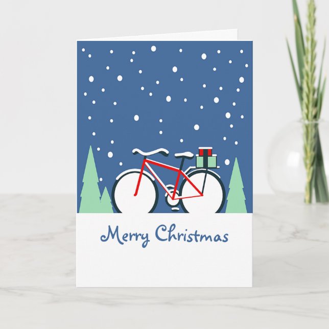 Bike in Snow Christmas Card (Front)