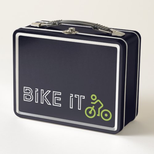 BIKE IT _ Green Biking Symbol Metal Lunch Box