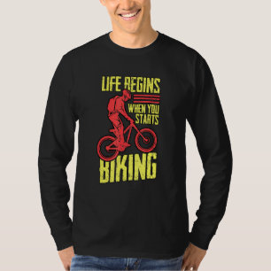 Bike Lock Life Begins When You Starts Biking Bicyc T-Shirt