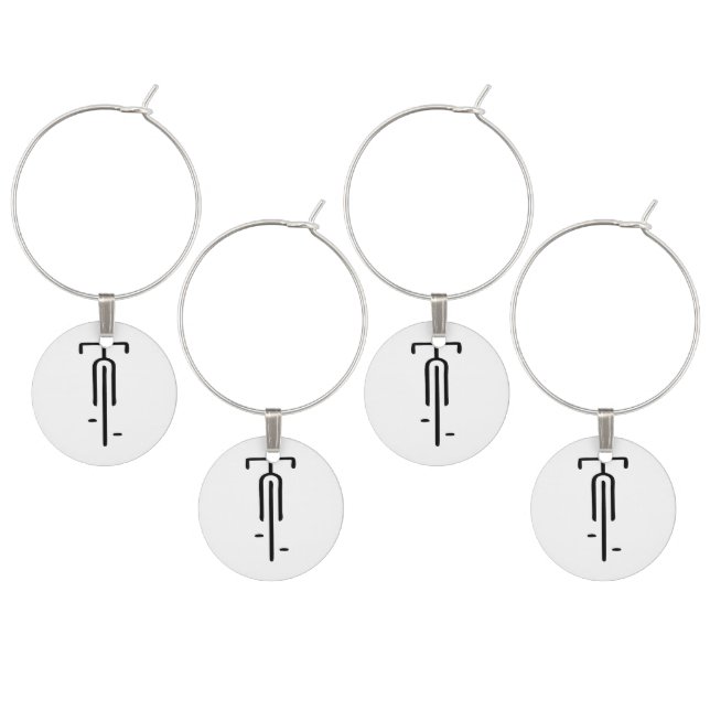 Bike logo minimal Retro, Cycling and Bicycle Lover Wine Charm (Staggered)