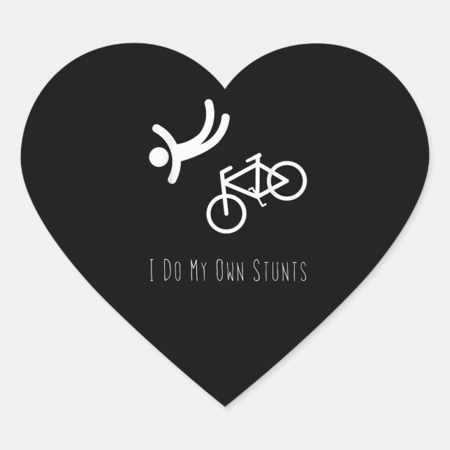 bike lover  - i do my own stunts bmx cycling gift heart sticker (Front)