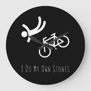 bike lover  - i do my own stunts bmx cycling gift large clock