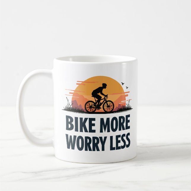Bike More Worry Less Coffee Mug (Left)