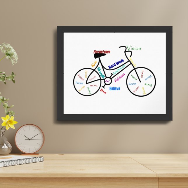 Bike Motivational Cycle Sport Biking, Motivational Framed Art (Table Top)