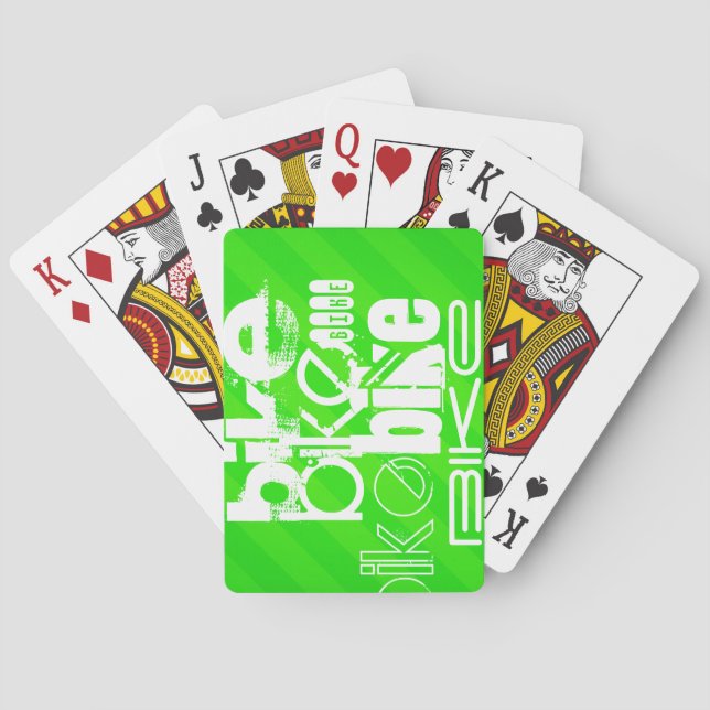 Bike; Neon Green Stripes Poker Cards (Back)