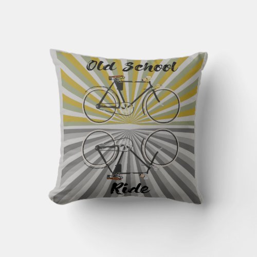 bike old school ride retro bike nerd vintage throw pillow