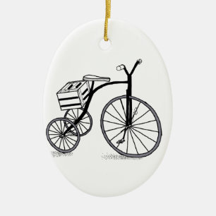 Bike on 3 wheels ceramic ornament